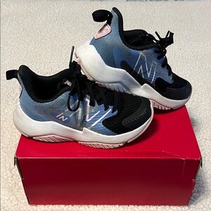 New Balance Kids' Black and Light Blue Sneakers